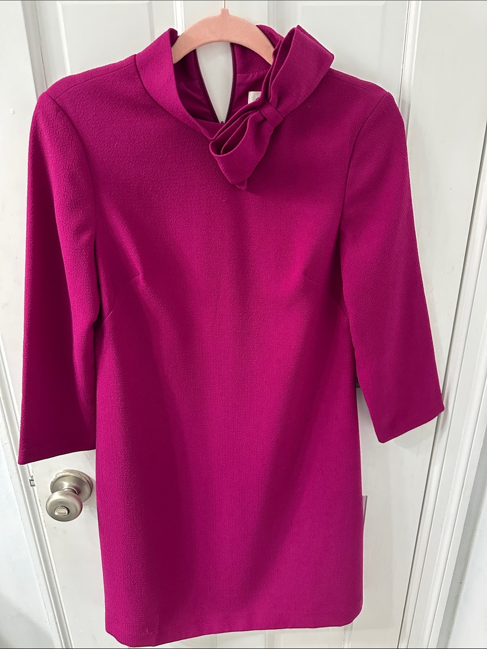 Eliza J Fuchsia Bow-Neck Mini Dress